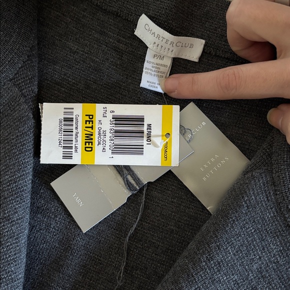 NWT Charter Club Gray Merino Wool Sweater - Picture 2 of 3